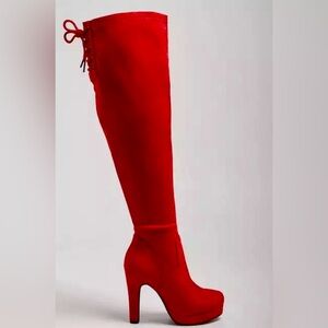 Red Over-the-Knee Women's Boots Size 6.5 WW